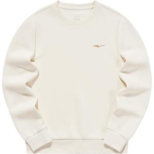 鸿星尔克加绒卫衣女款冬季新款女士运动加厚圆领长袖白色上衣女装