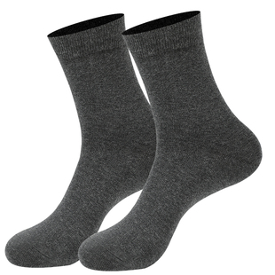 浪莎长袜子男春秋厚款纯棉中筒防臭吸汗黑色高筒袜秋冬男士长筒袜