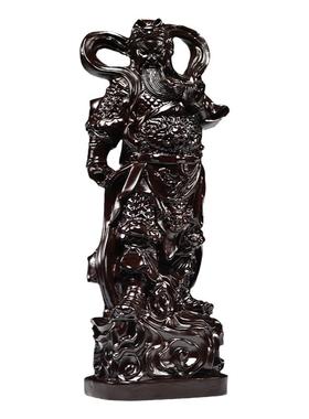 黑檀伽蓝韦陀左右护法神像摆件