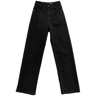 秒瘦裤~黑色窄版牛仔裤女2026年新款春季直筒宽松显瘦拖地阔腿裤