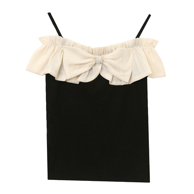 性感一字领露肩蝴蝶结上衣女