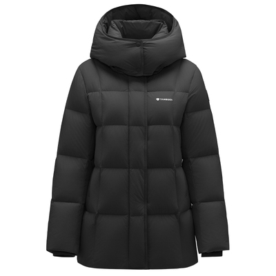 坦博尔羽绒服女款冬季中长款2025新款可脱卸帽修身显瘦面包服外套