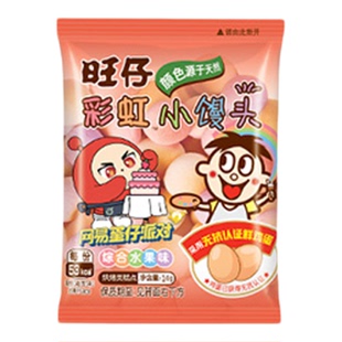 旺旺旺仔彩虹小馒头X蛋仔派对联名蛋圆饼干解馋随享包