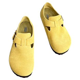 高品外贸版软木真皮勃肯女全包复古休闲磨砂春季新款博肯鞋百搭