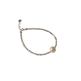 TYUSHA闪闪星河S925碎银子手链女手工纯银珍珠碧玺手链小众设计女