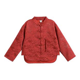 罗蒙儿童汉服男童拜年服新款加绒国风冬装过年服新中式唐装演出服