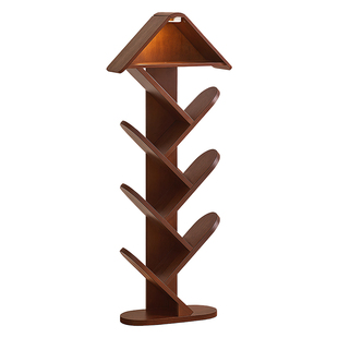 安居客实木书架客厅落地置物架一体靠墙树形转角书架简易窄款书柜