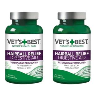 【自营】绿十字VET'S 猫草片猫咪专用毛球化毛膏60粒两瓶装