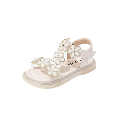 红蜻蜓夏季艾莎公主女童水晶凉鞋