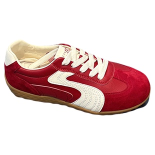 真皮轻便软底显脚小德训鞋女2025夏季新款透气薄款拼色运动休闲鞋