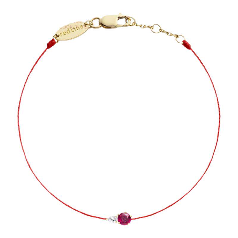Redline/红绳女士饰品 So Abby 红宝石黄金镶钻0.04 克拉线手链