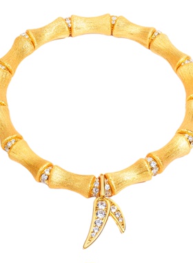 VISING珠宝【节节高升】超重工黄金色竹节手链手串S925银刻丝