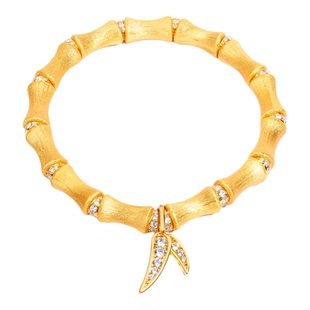 VISING珠宝【节节高升】超重工黄金色竹节手链手串S925银刻丝