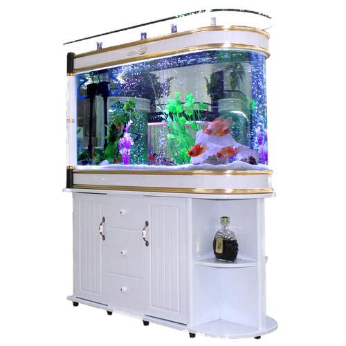 玄关子弹头鱼缸玻璃生态水族箱中型大型屏风隔断鞋柜家用客厅定制