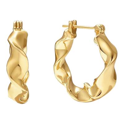 onchic波纹设计感耳环女925银针