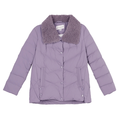 妈妈冬装短款洋气羽绒服羊羔毛领