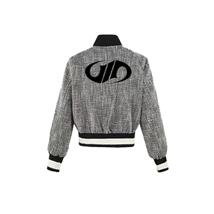 MGG 24FW经典LOGO早秋小香风编织粗花棒球立领男女同款夹克潮外套