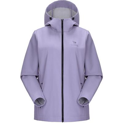 骆驼女装软壳衣防泼水外套春秋新款户外防风加绒夹克连帽休闲外套