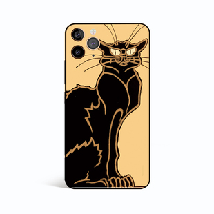 原创凯瑟琳的猫黑暗风适用于苹果13华为p40小米全包黑轻薄手机壳