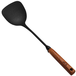 极铁锅铲家用木柄把手防烫厨房加厚厨师专用铸铁炒勺加长汤勺商用