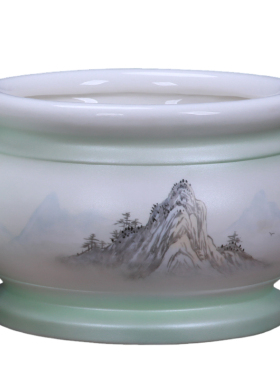 格兰吉陶瓷佛前供奉手绘山水画香炉线香家用烧香炉供佛佛具用品