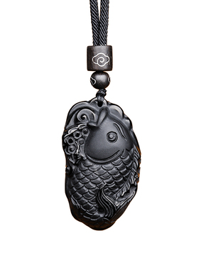 【已祝福】普陀山黑曜石锦鲤吊坠