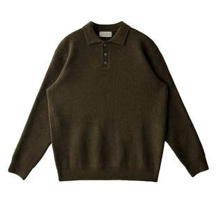 马克斯星球 老钱风简约纯色polo翻领针织衫男秋冬休闲长袖毛衣