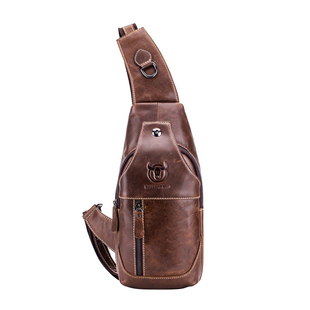 牛船长真皮男士胸包头层牛皮单肩斜挎包收纳包休闲时尚潮流小背包