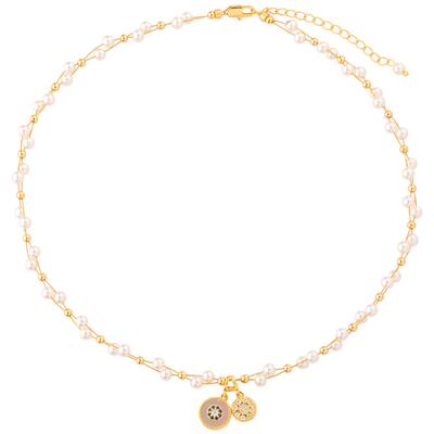 缠绕珍珠毛衫项链女小众双层吊坠设计金色轻奢秋冬时尚毛衣锁骨链