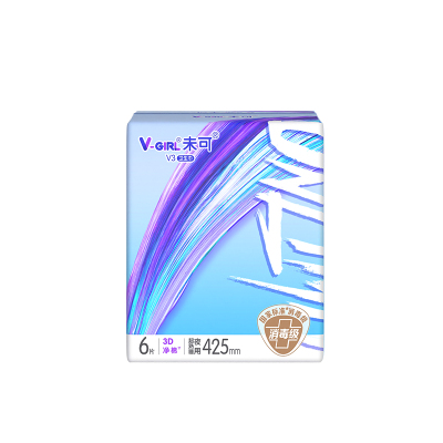 【天猫U先】V-GIRL未可V3小浮芯消毒级卫生巾425mm熟睡夜用1包