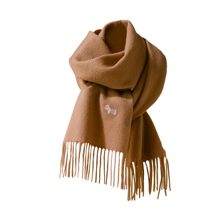 白色纯羊毛围巾冬季100羊绒女士高级感女生小马高端时尚洋气高档