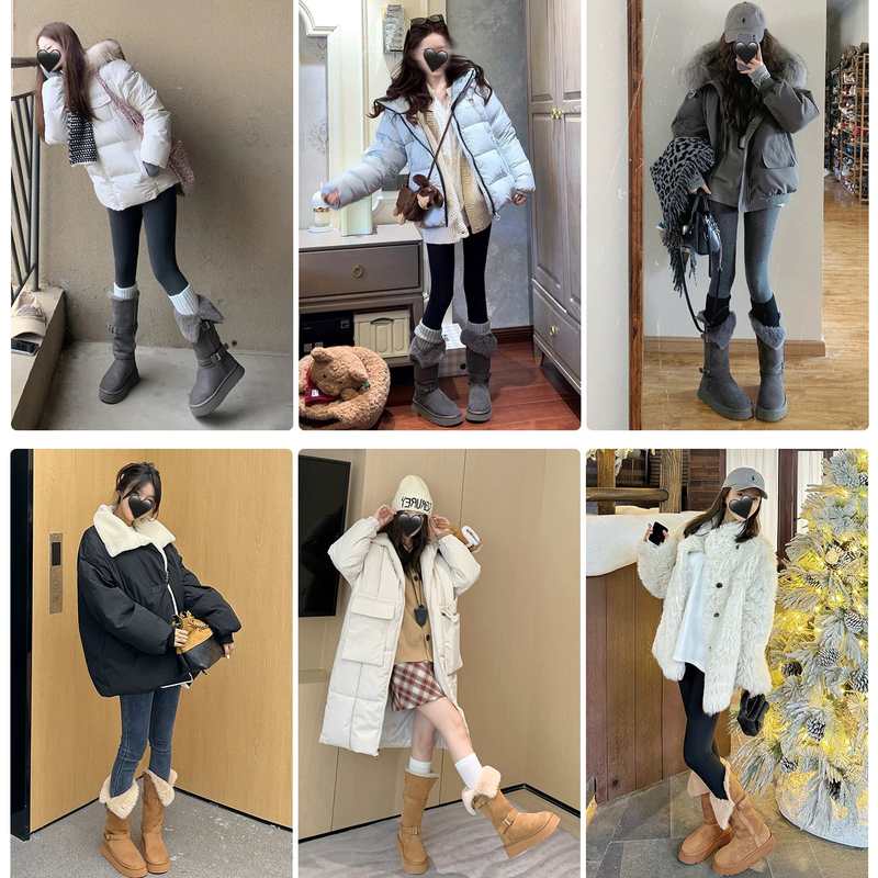 厚底加绒雪地靴女款2025新款冬季防水防滑加厚保暖棉鞋高筒长筒靴