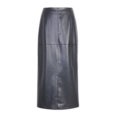 婉甸2025年秋季新品耀石黑直筒皮长裙皮裙中长裙H型1243K03GL2