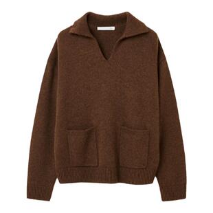 OVV秋冬热卖女装羊毛羊绒混纺套头翻领舒适长袖针织衫