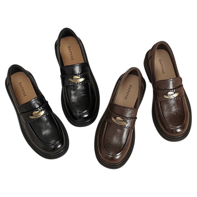 达芙妮英伦一脚蹬乐福鞋通勤女鞋