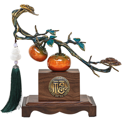 《柿柿如意》铜摆件开业乔迁贺礼