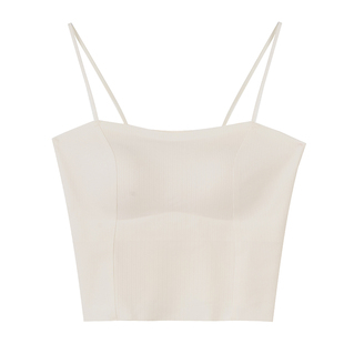 First Ring 奶白色细肩带打底背心吊带女带胸垫无痕百搭抹胸美背