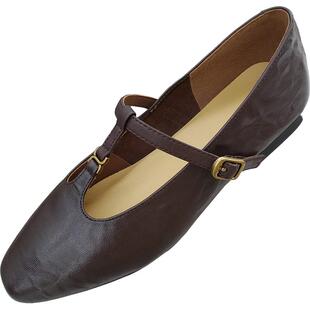 夏发真皮女鞋2025新款秋季羊皮小皮鞋百搭软底浅口平底玛丽珍单鞋