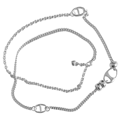 925银拼接男女调节长度项链新款