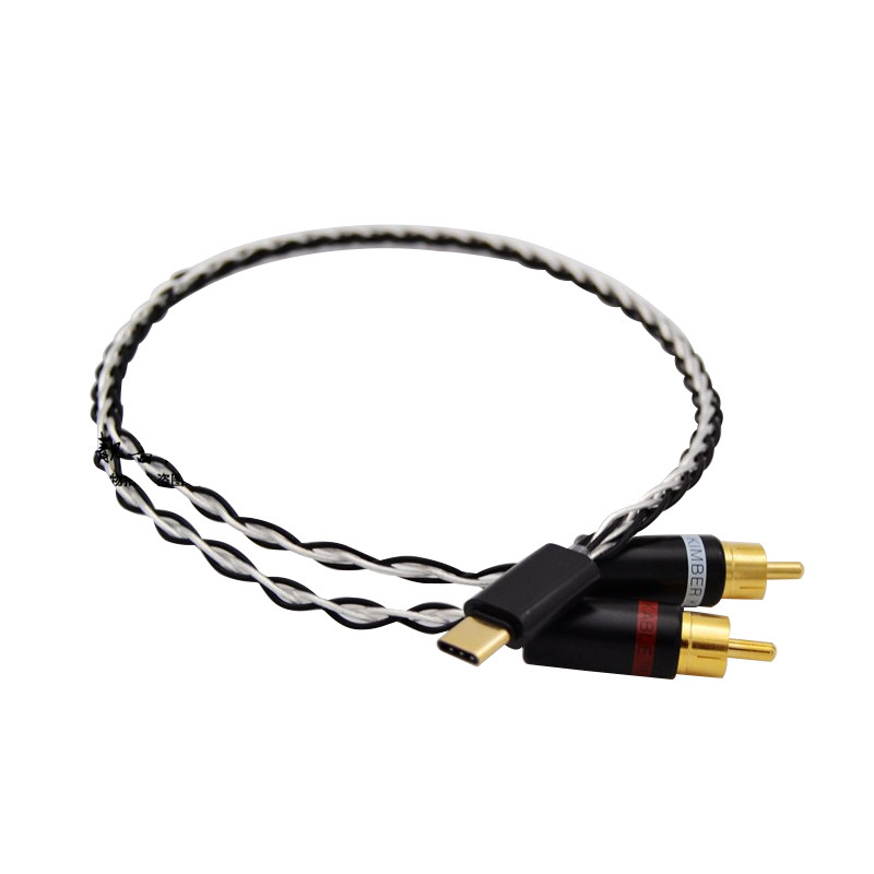 发烧级音质HIFI扁口安卓适用于三星oppo华为vivo手机Type C转2RCA红白双莲花音频线AUX连接线红白接口音响线