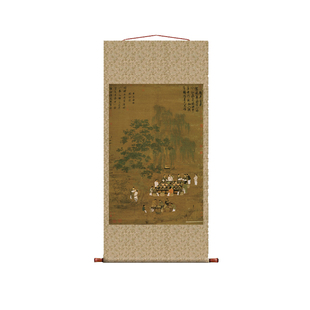 宋徽宗赵佶文会图挂轴条幅卷轴花鸟画名画真迹复制品玄关挂画