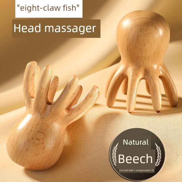 天然榉木八爪鱼头部头皮头疗按摩器疏通经络梳子头疗专用工具神器