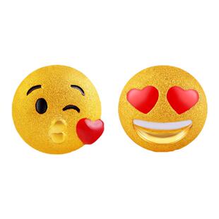 justgold鎮金店partyfun表情LoveKISS黄金足金耳钉耳环1321191Y
