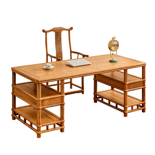 鸡翅木新中式书桌实木书法桌大班台书房红木写字台办公桌简约画案
