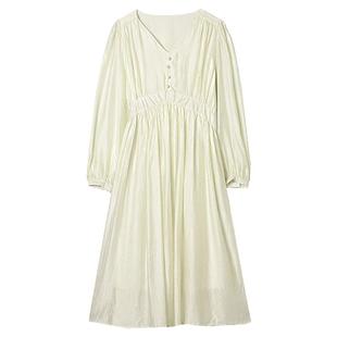 奥莱专柜品牌撤柜正品 HG秋装2025新款 温柔知性中长裙纯色连衣裙