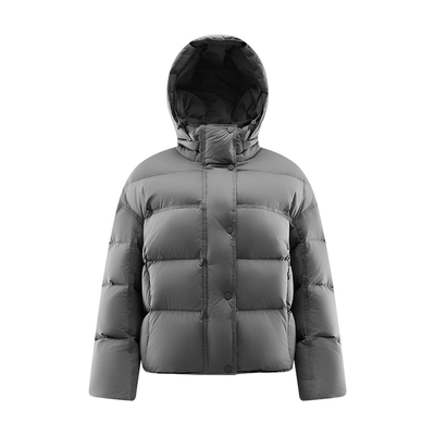 艾莱依新款可脱卸连帽短款羽绒服