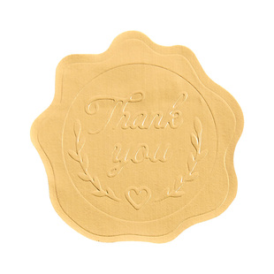 现货thankyou浮雕封口贴凹凸信封贴纸哑金色压花纪念派对请柬装饰纸贴激凸不干胶标签
