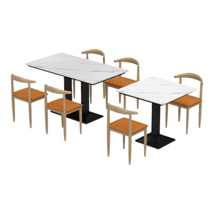 商用岩板快餐店桌椅小吃面馆公司员工学校食堂餐饮店奶茶桌椅组合