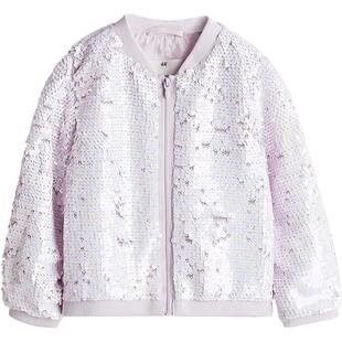 HM童装儿童女童外套冬季亮片宽松长袖飞行员夹克1190332