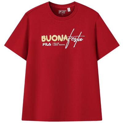 FILA斐乐休闲舒适刺绣圆领T恤